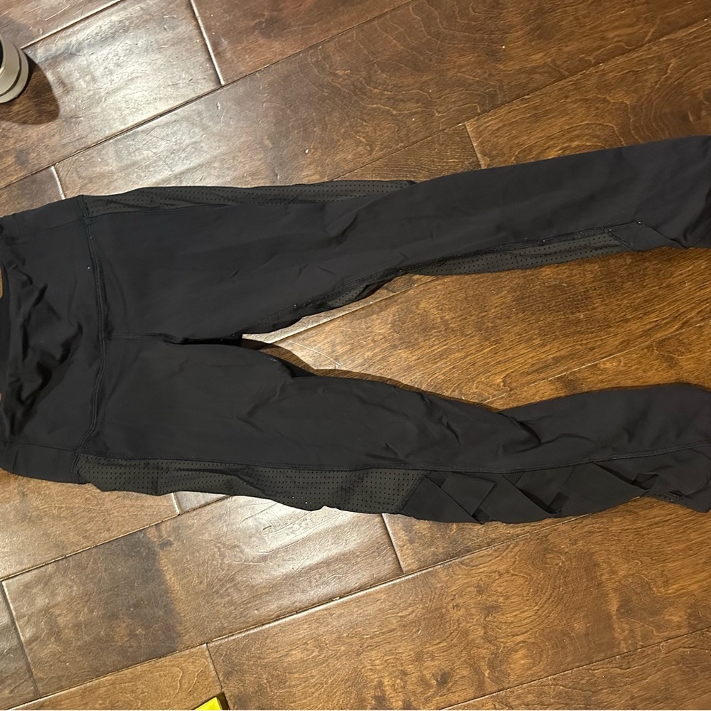 Black Leggings with Mesh Detail